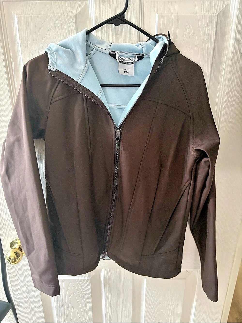 Columbia Hooded Jacket in Brown & Blue Size Medium
